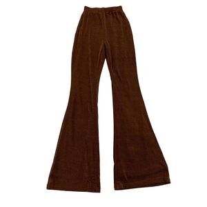 Princess Polly Sz 2 XS high waist brown lined knit flare pants 70s retro boho y2